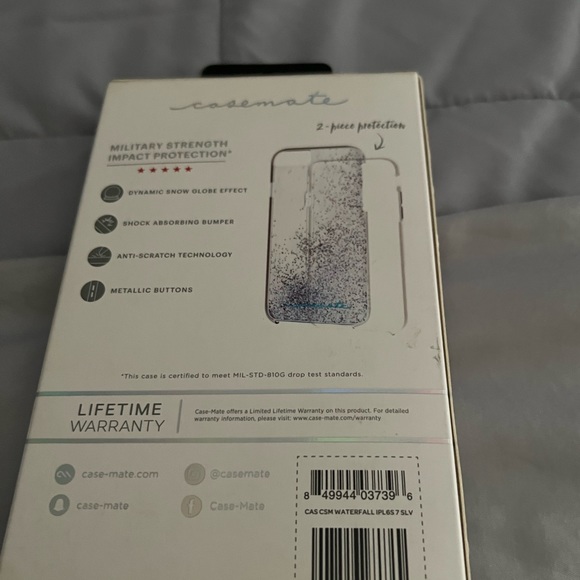 NEW - IPhone 7Plus Case - Clear with Silver sparkle - Picture 2 of 3